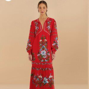 FARM RIO red sweet bloom bouquet lenzing™ ecovero™ euroflax™ midi dress,  XXS